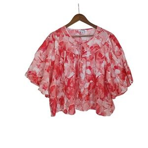 77 Park Floral Print Kimono Style Top Blouse XL Sheer Boho Summer Beach Cover Up